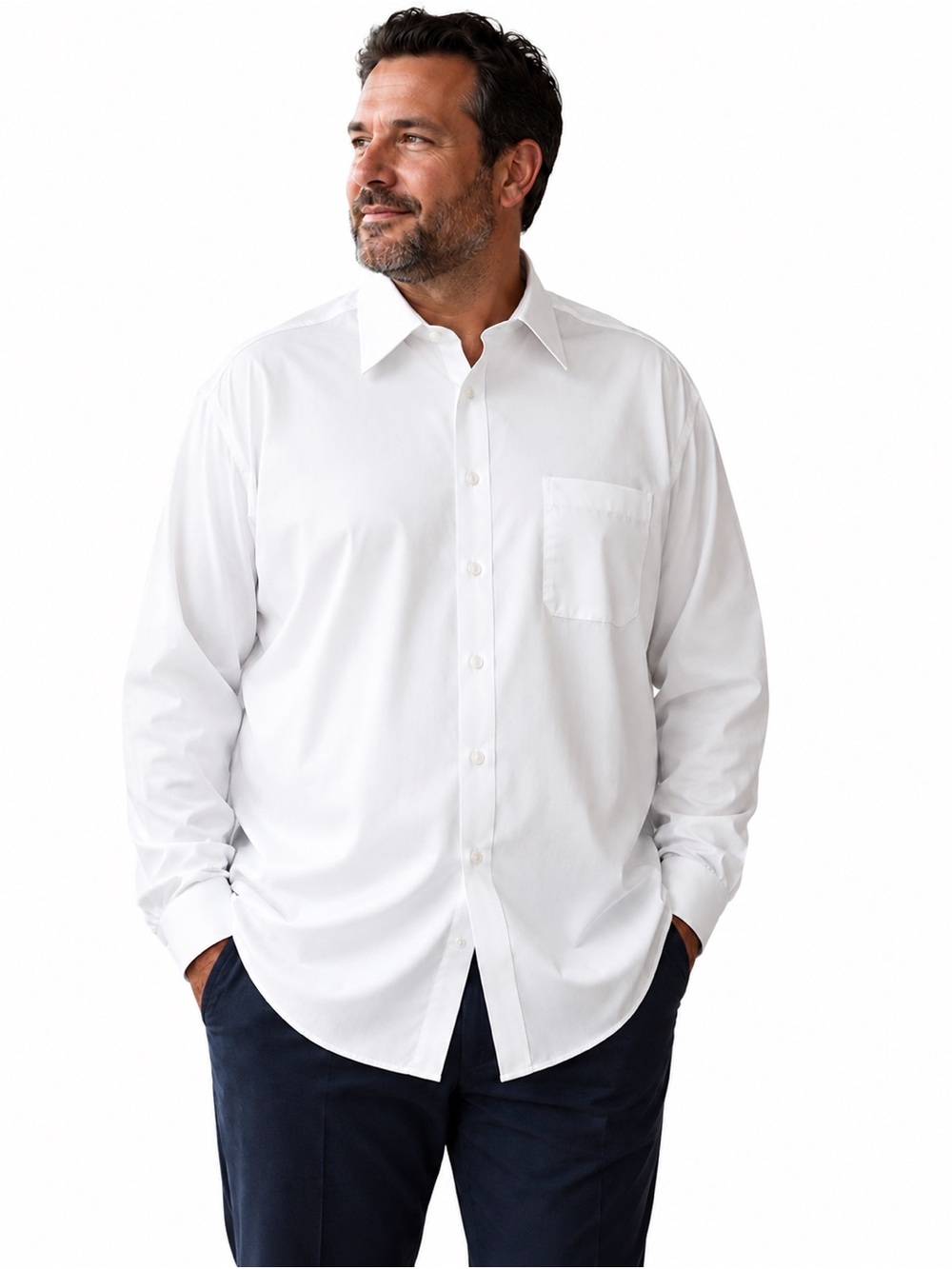 Michael Kors White Long-Sleeve Dress Shirt with Chest Pocket